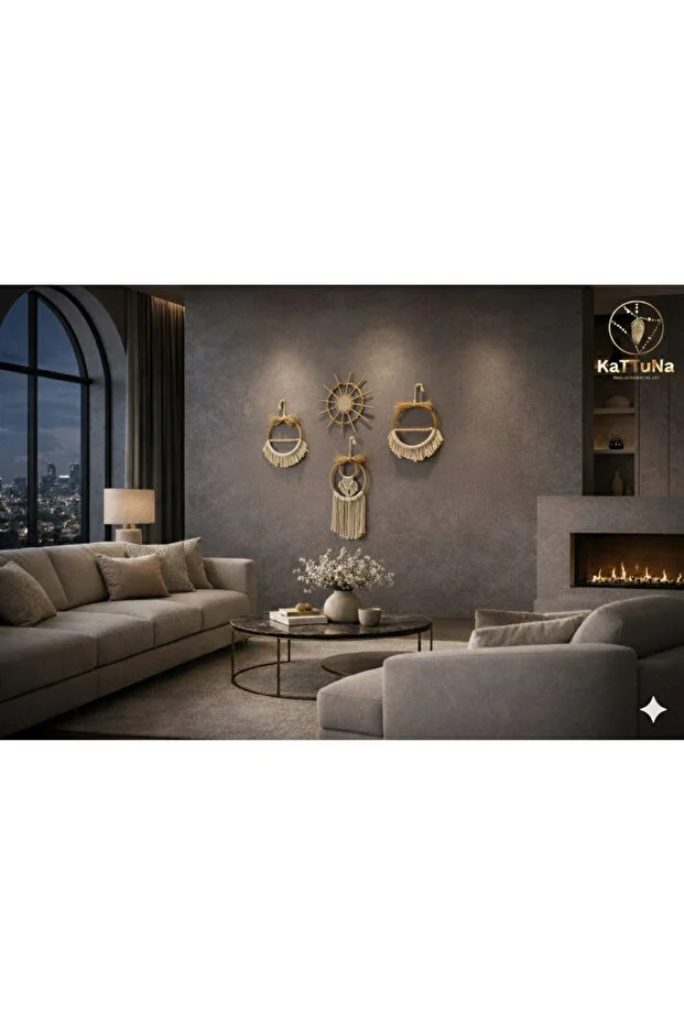 Bohem Makrome Duvar Dekorasyon Ürünü 4’lü Set